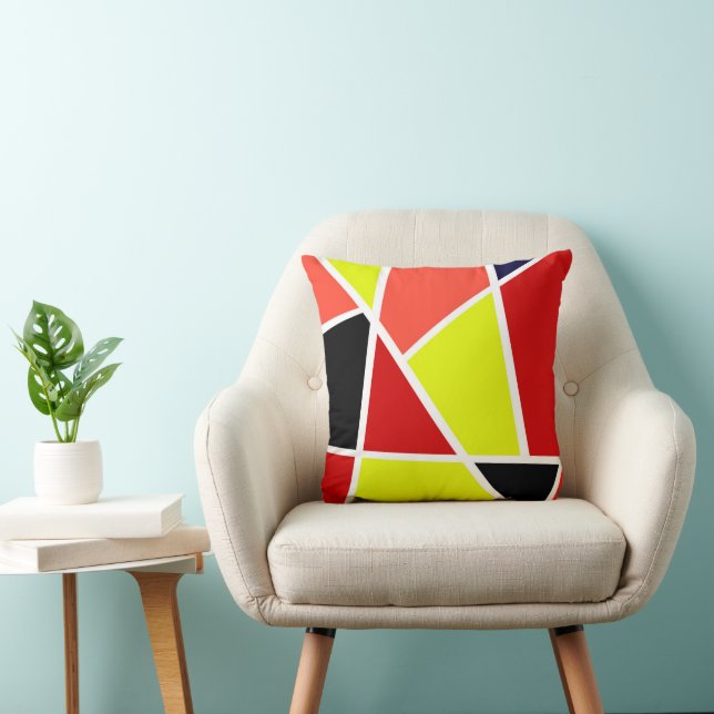 Abstract Art Black Yellow Coral Minimalism Cushion (Chair)