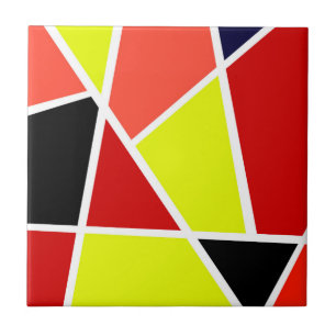 Abstract Art Black Yellow Coral Minimalism Tile