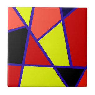 Abstract Art Black Yellow Coral Minimalism Tile