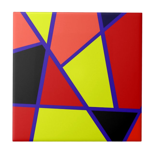 Abstract Art Black Yellow Coral Minimalism Tile (Front)