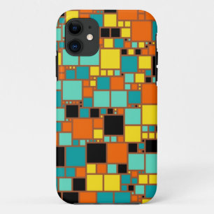 Abstract Art   Black Yellow Orange Blue Squares Case-Mate iPhone Case