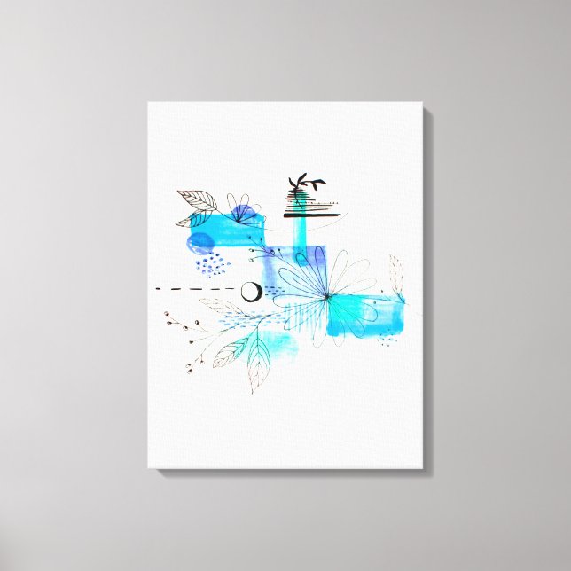 Abstract Art Blue and Grey Green Canvas Print (Front)
