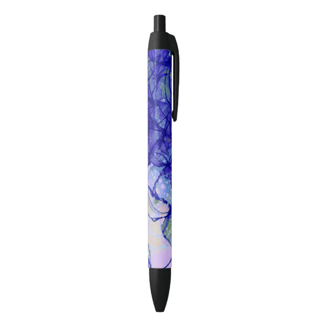 Abstract Art Blue and Lilac Black Ink Pen (Bottom (Vertical))