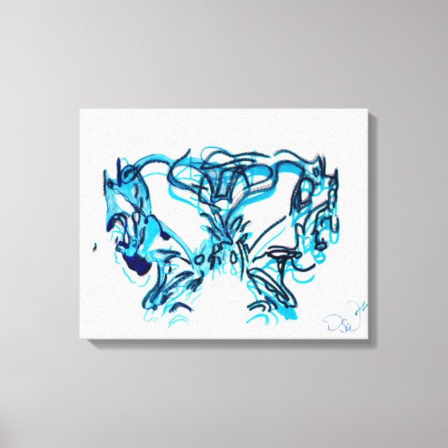 Abstract Art Blue and Teal Canvas Print (Front)