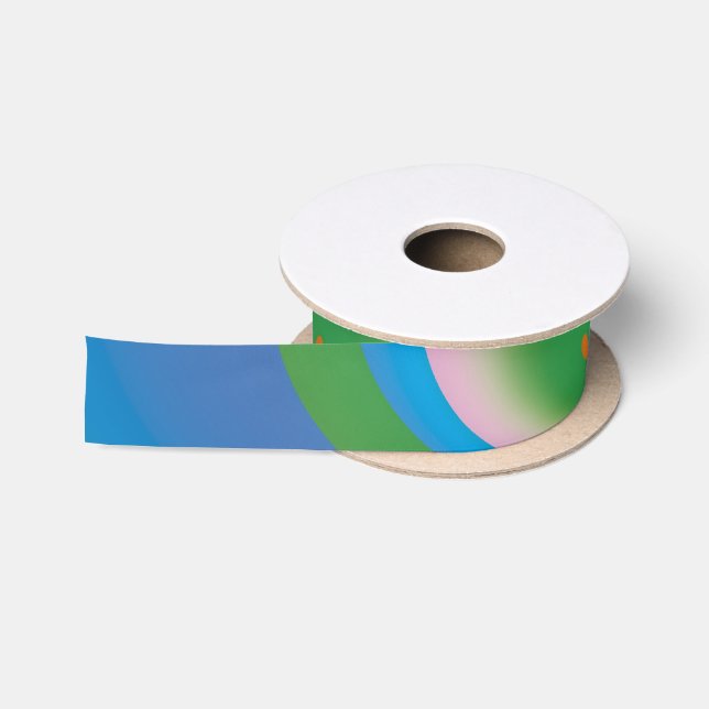Abstract Art Blue Butterfly Satin Ribbon (Spool)