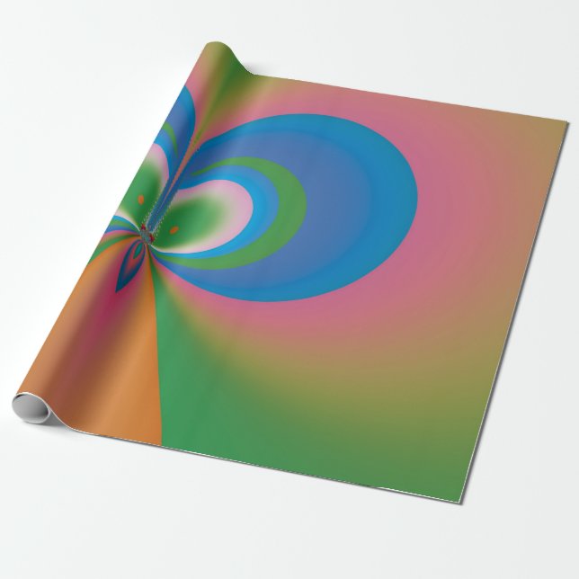 Abstract Art Blue Butterfly Wrapping Paper (Unrolled)