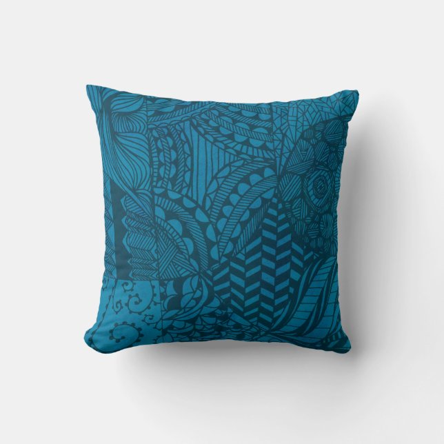 Abstract Art Blue Pattern Cushion (Front)