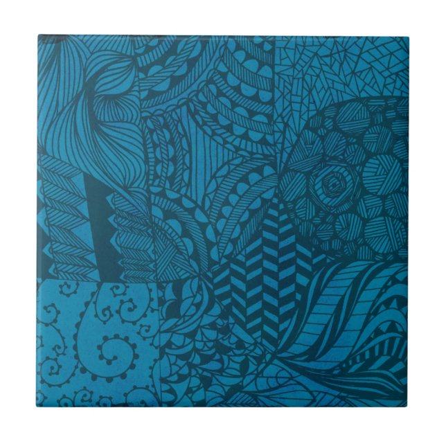 Abstract Art Blue Pattern Tile (Front)