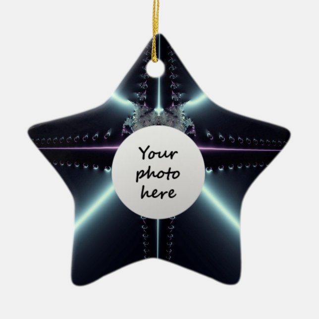 Abstract Art Blue Star Ceramic Tree Decoration (Front)