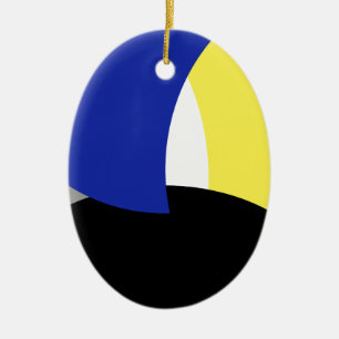 Abstract Art Blue Yellow Ceramic Tree Decoration