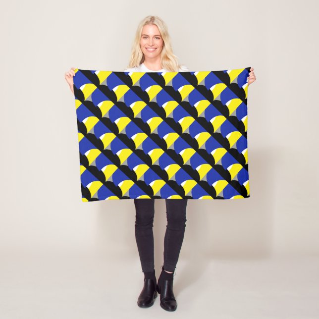 Abstract Art Blue Yellow Fleece Blanket (In Situ)
