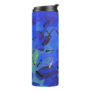Abstract Art Blue & Yellow Green Travel Tumbler