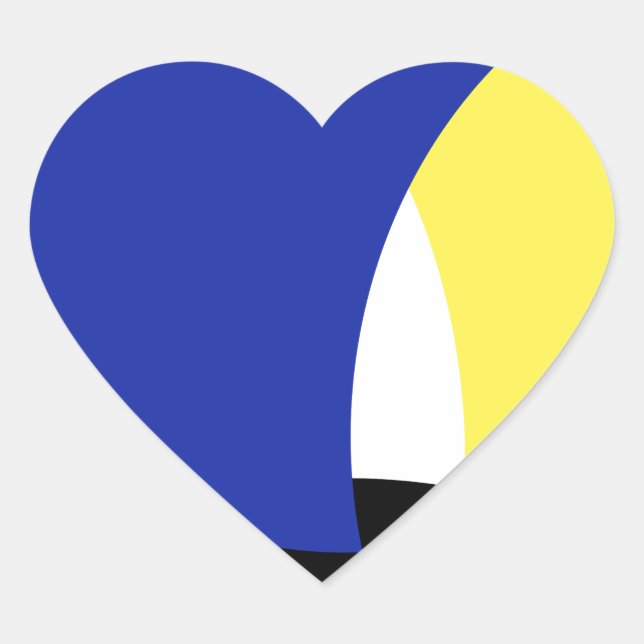 Abstract Art Blue Yellow Heart Sticker (Front)