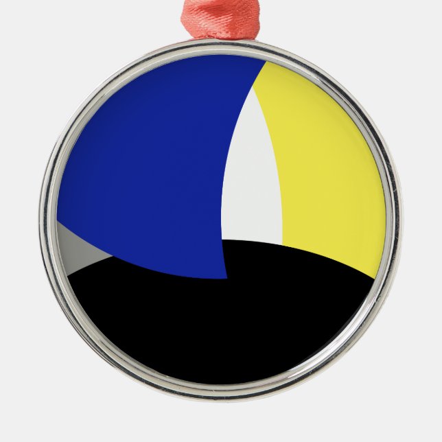 Abstract Art Blue Yellow Metal Tree Decoration (Front)