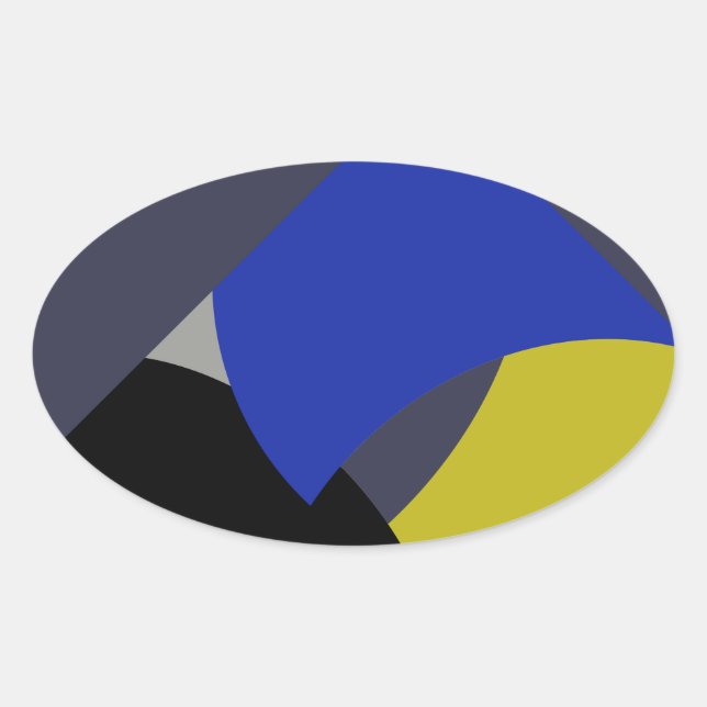 Abstract Art Blue Yellow Oval Sticker (Front)