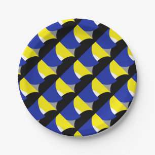 Abstract Art Blue Yellow Paper Plate