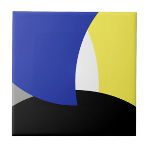 Abstract Art Blue Yellow Tile