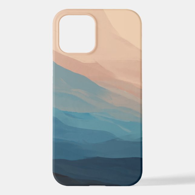 Abstract Art Blush Pink and Blue Watercolor iPhone Case (Back)