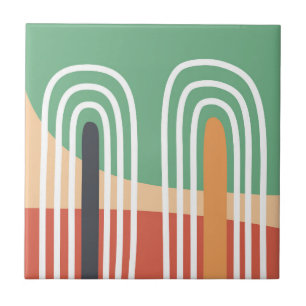 Abstract art boho rainbow set tile