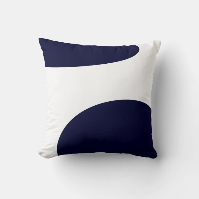 Abstract Art Bold Dark Blue White Cushion (Front)