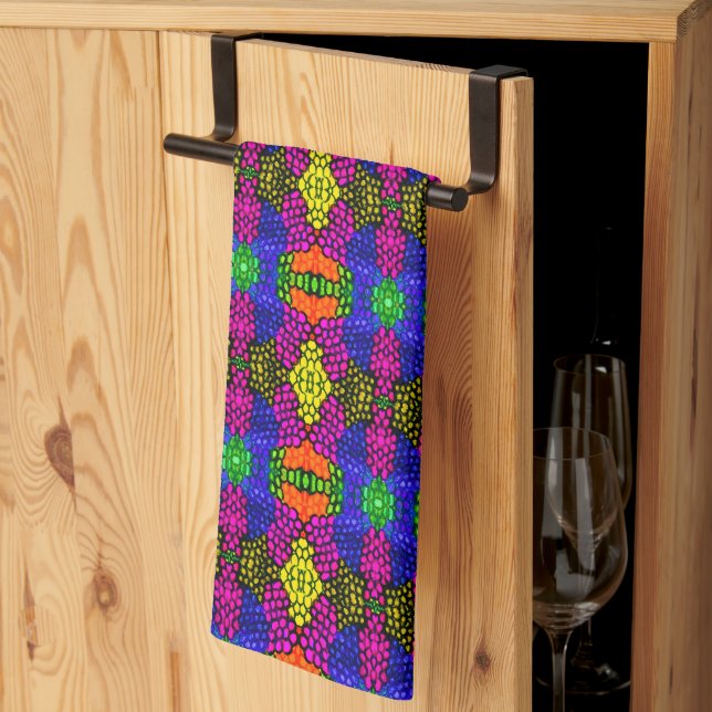 Abstract Art Bright Pattern Tea Towel (Thirds Fold)