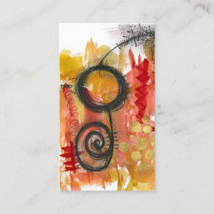Abstract Art Business Cards - Red Gold Black White