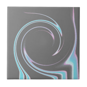 Abstract Art Charcoal Grey Blue White Minimalism Tile