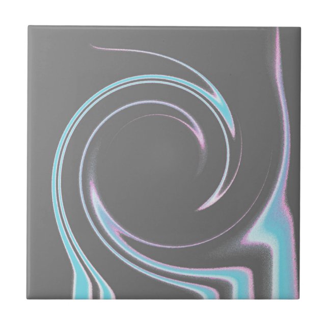 Abstract Art Charcoal Grey Blue White Minimalism Tile (Front)