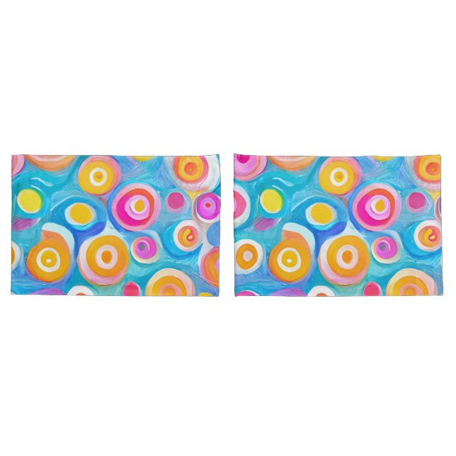 Abstract Art Circles Bright Colours Custom Name Fu Pillowcase (Back-Set)
