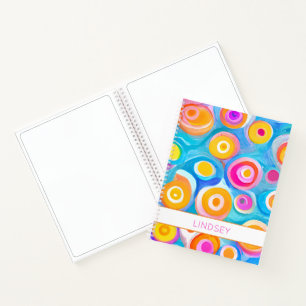 Abstract Art Circles Bright Colours NAME Fun Sketc Notebook