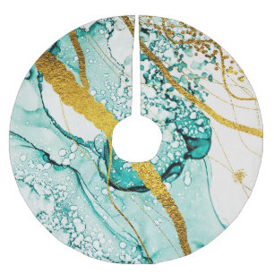 Abstract Art Clouds: Translucent Ink Brushed Polyester Tree Skirt