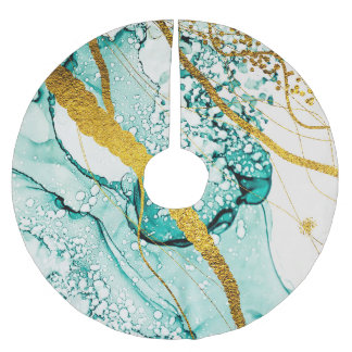 Abstract Art Clouds: Translucent Ink Brushed Polyester Tree Skirt