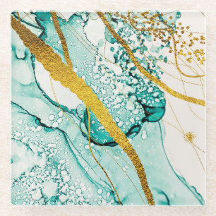 Abstract Art Clouds: Translucent Ink Glass Coaster