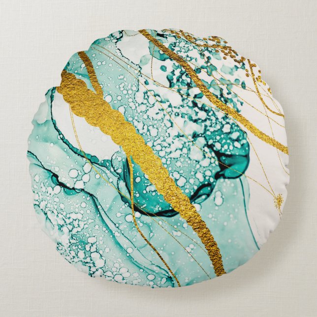 Abstract Art Clouds: Translucent Ink Round Cushion (Front)