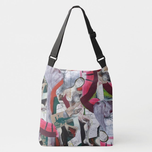 Abstract Art Collage Hand-painted Crossbody Bag (Front)