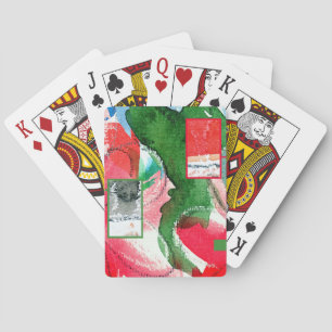 abstract art collage, mixed media and watercolor 2 playing cards