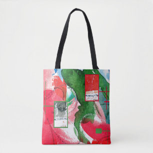 abstract art collage, mixed media and watercolor 2 tote bag
