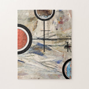 abstract art collage, mixed media and watercolor 3 jigsaw puzzle
