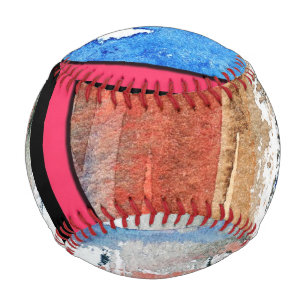 abstract art collage, mixed media and watercolor 4 baseball