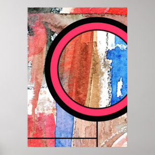 abstract art collage, mixed media and watercolor 4 poster