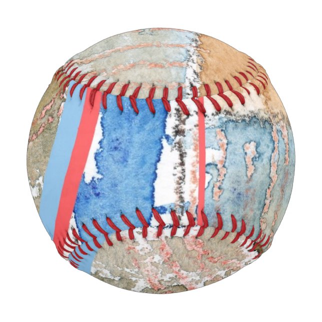 abstract art collage, mixed media and watercolor 5 baseball (Front)