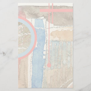 abstract art collage, mixed media and watercolor 5 stationery