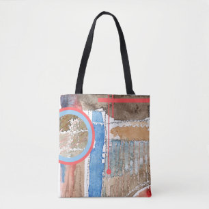 abstract art collage, mixed media and watercolor 5 tote bag