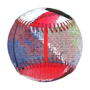 abstract art collage, mixed media and watercolor baseball