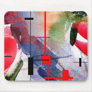 abstract art collage, mixed media and watercolor mouse pad