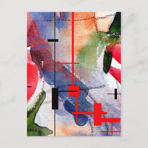 abstract art collage, mixed media and watercolor postcard