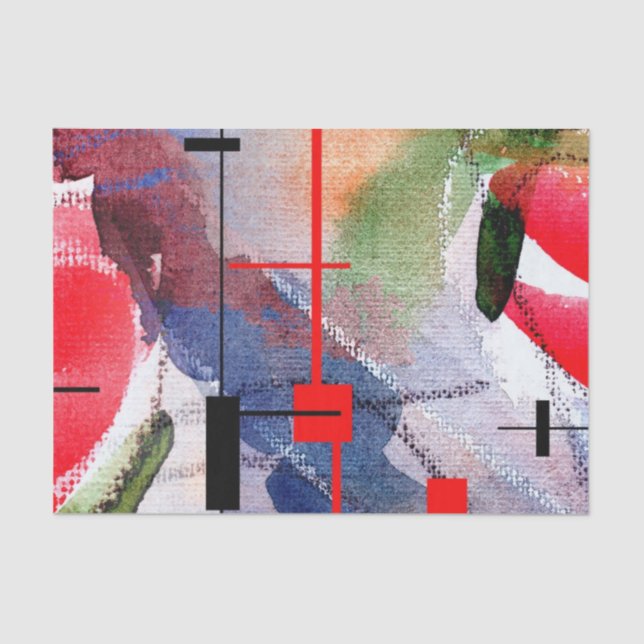 abstract art collage, mixed media and watercolor tissue paper (Front)