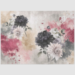 Abstract Art College Distressed Florals Decoupage Tissue Paper