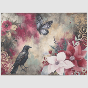 Abstract Art College Distressed Florals Decoupage Tissue Paper