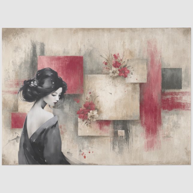 Abstract Art College Distressed Florals Decoupage Tissue Paper (Front)